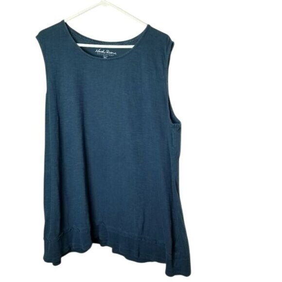 North River Outfitters Womens Indigo Sleeveless Top 2X 100% Cotton - Picture 9 of 10